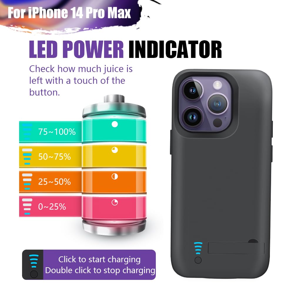 Amazon.com: Loytal Battery Case for iPhone 14 Pro Max, 5000mAh